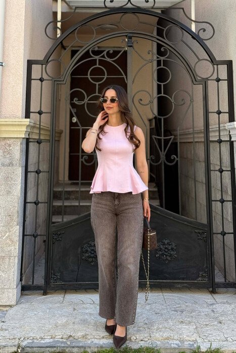 ONE COLOR SIMPLE WOMAN TANK TOP PINK/ROZE - 5