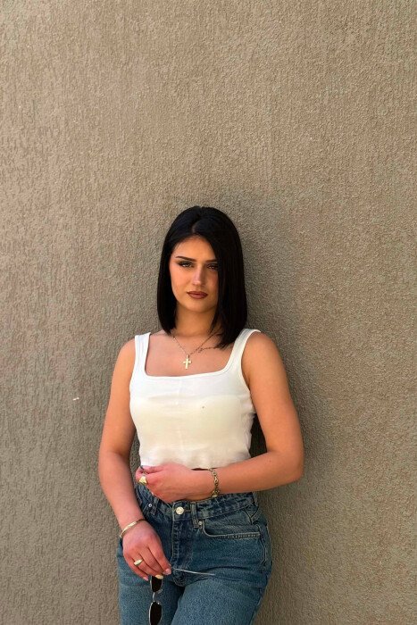 ONE COLOR SIMPLE WOMAN TANK TOP WHITE-E BARDHE 