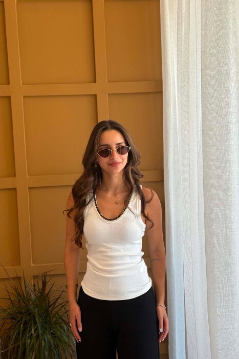 ONE COLOR SIMPLE WOMAN TANK TOP WHITE-E BARDHE - 