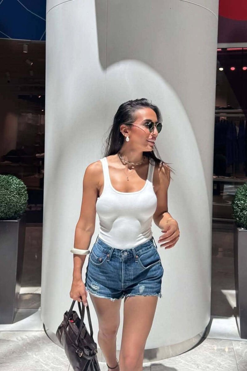 ONE COLOR SIMPLE WOMAN TANK TOP WHITE-E BARDHE - 2
