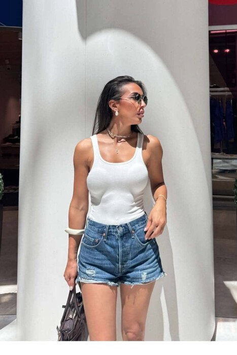 ONE COLOR SIMPLE WOMAN TANK TOP WHITE-E BARDHE - 4