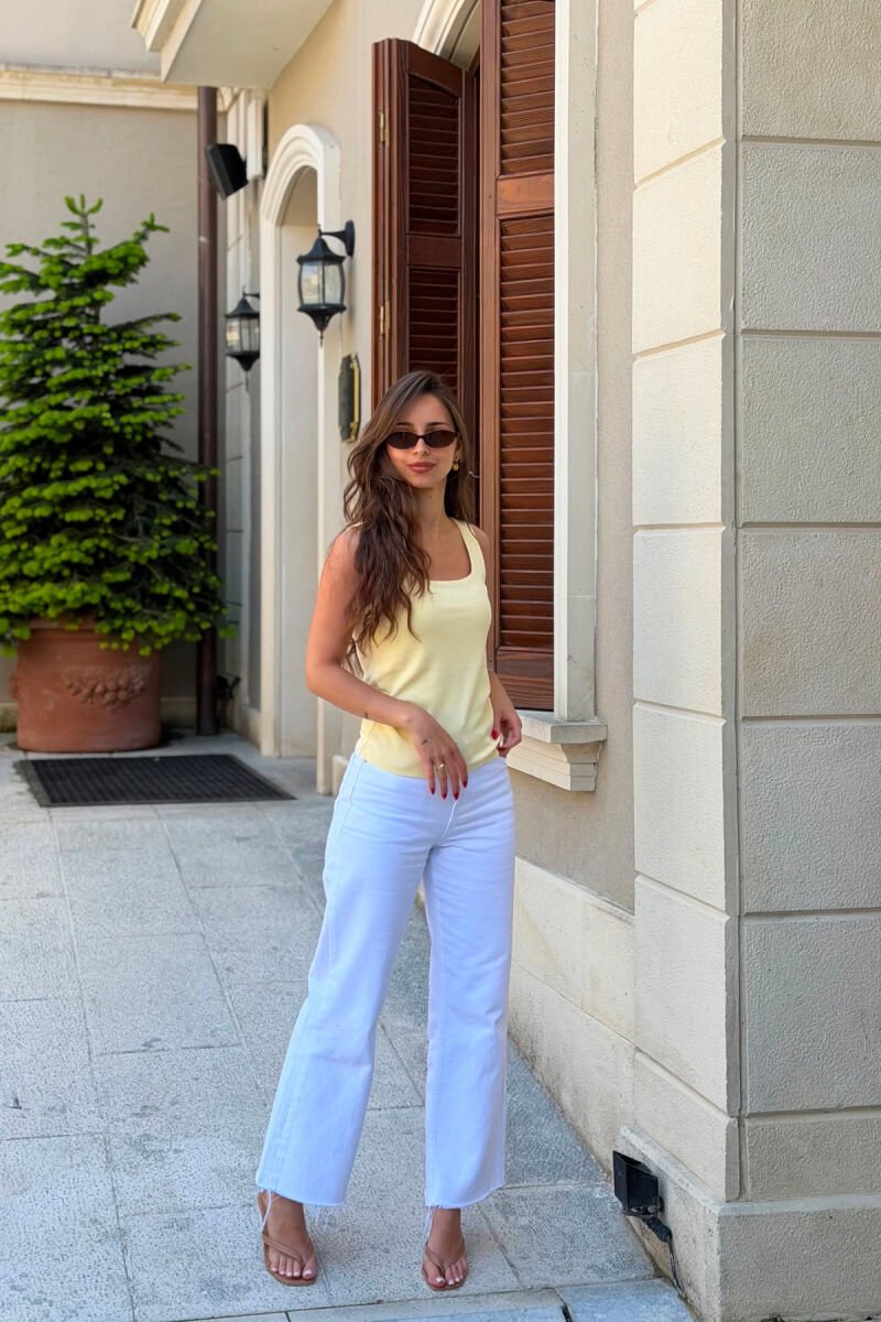 ONE COLOR SIMPLE WOMAN TANK TOP YELLOW/E VERDHE - 5