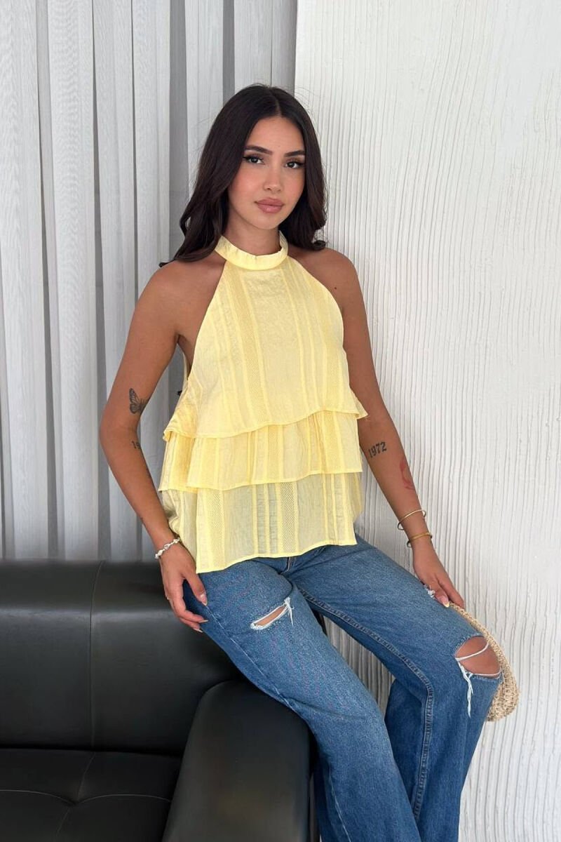 ONE COLOR SIMPLE WOMAN TANK TOP YELLOW/E VERDHE - 3