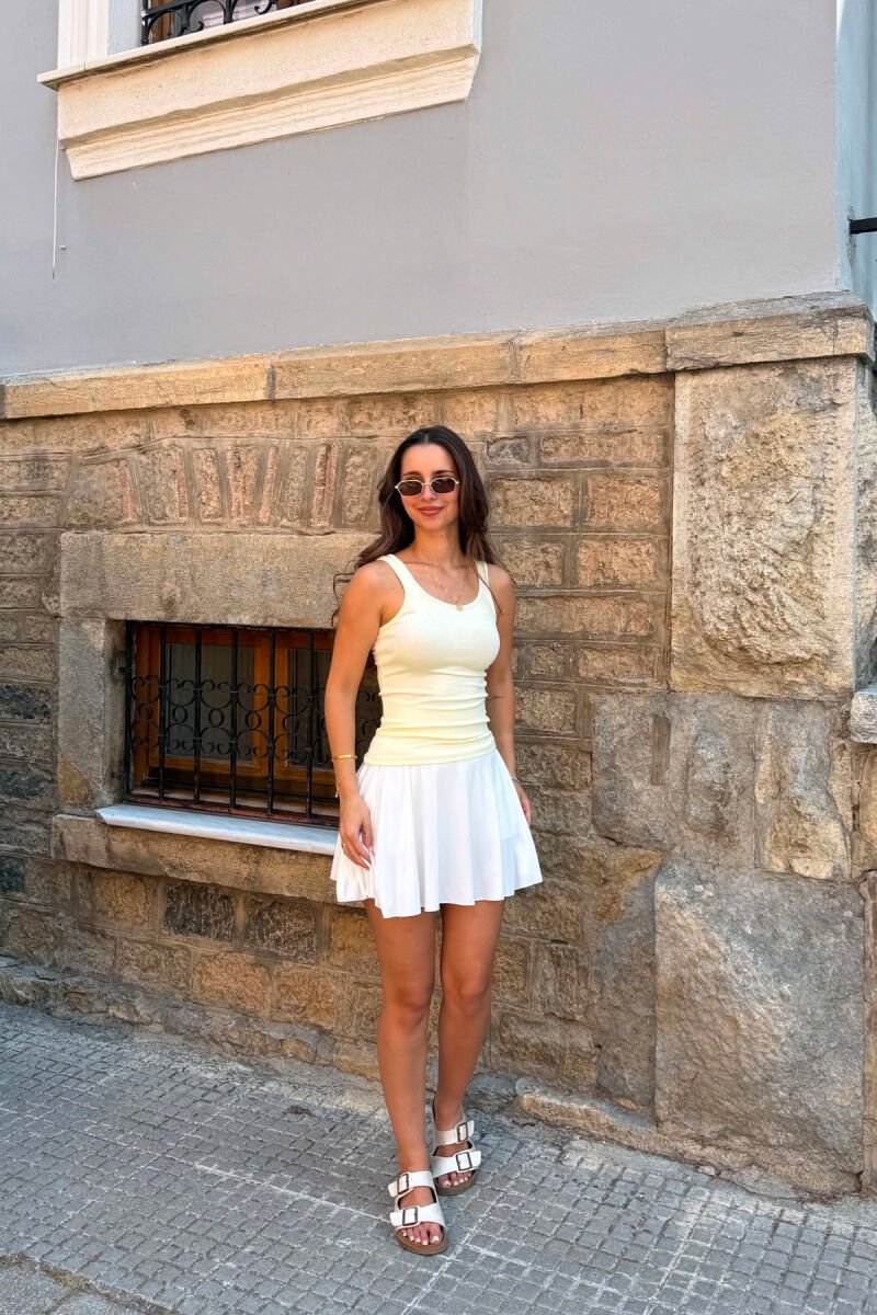ONE COLOR SIMPLE WOMAN TANK TOP YELLOW/E VERDHE - 2
