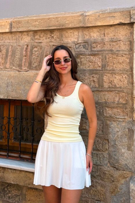 ONE COLOR SIMPLE WOMAN TANK TOP YELLOW/E VERDHE - 5