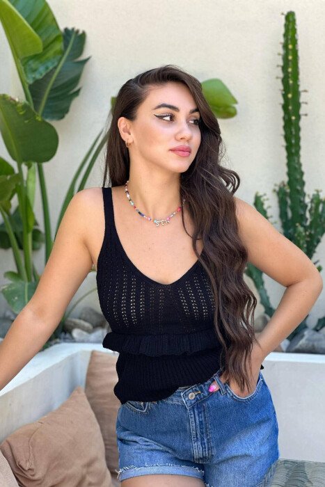 ONE COLOR SIMPLE WOMAN TANK TOPS BLACK/ E ZEZE 