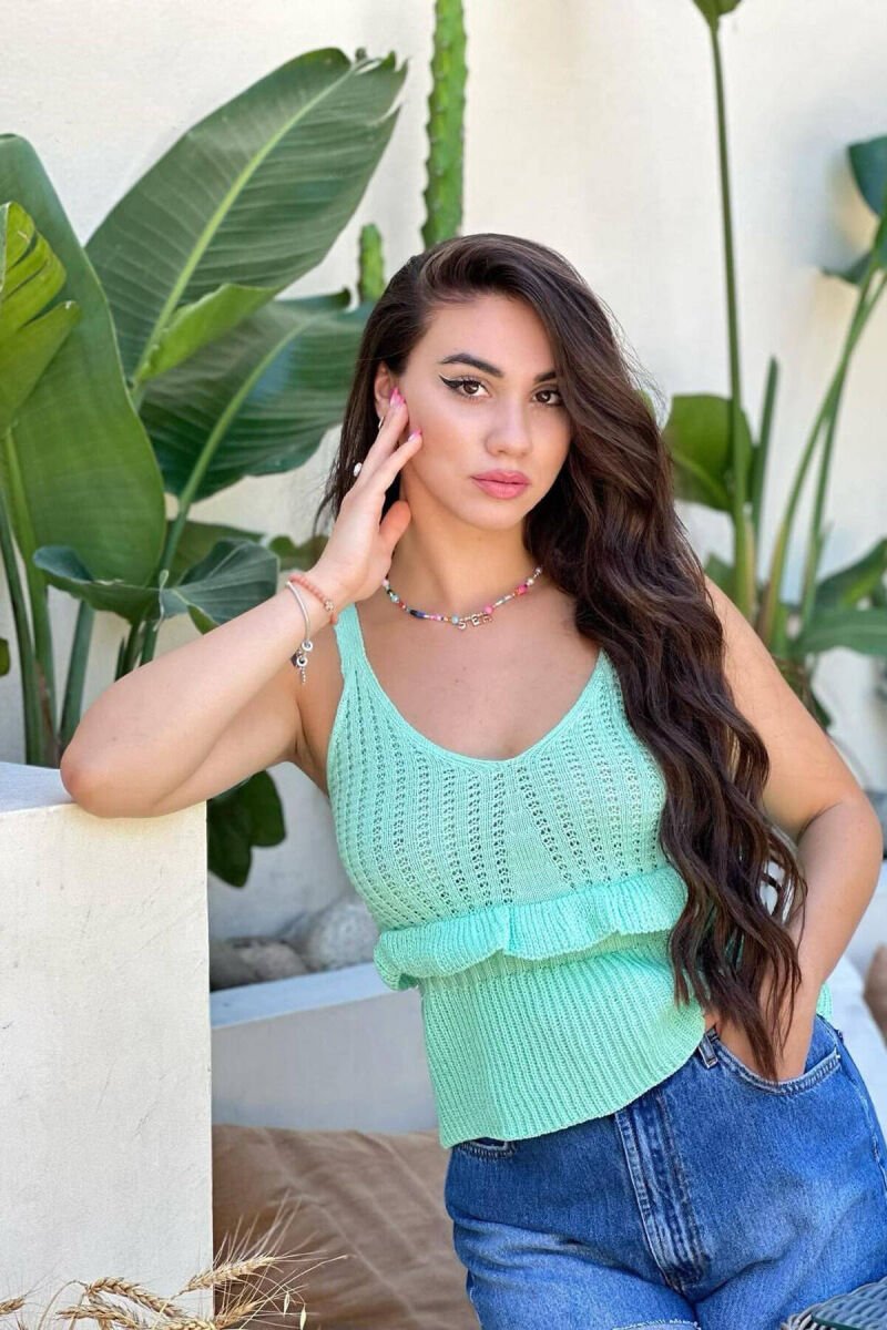 ONE COLOR SIMPLE WOMAN TANK TOPS MINT/MENTE - 1
