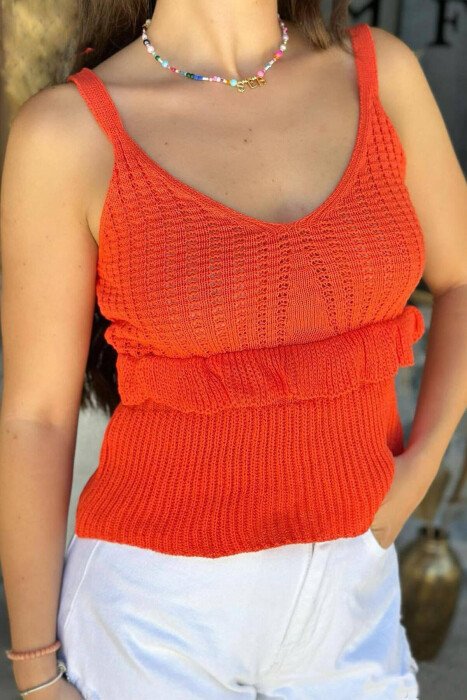 ONE COLOR SIMPLE WOMAN TANK TOPS ORANGE/PORTOKALLI 