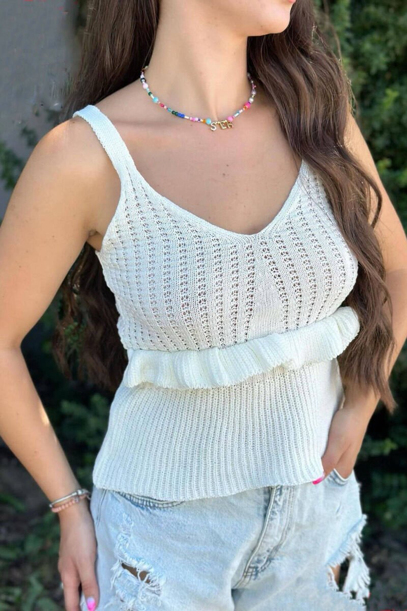 ONE COLOR SIMPLE WOMAN TANK TOPS WHITE-E BARDHE - 1