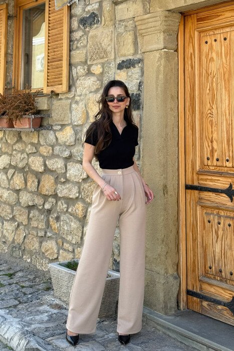 ONE COLOR SIMPLE WOMAN TROUSERS BEIGE/BEZHE 