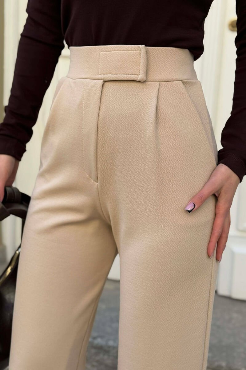ONE COLOR SIMPLE WOMAN TROUSERS BEIGE/BEZHE - 4