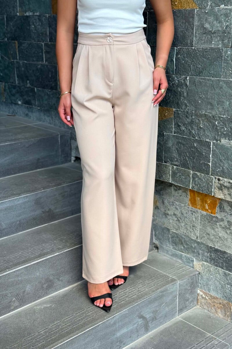 ONE COLOR SIMPLE WOMAN TROUSERS BEIGE/BEZHE - 2