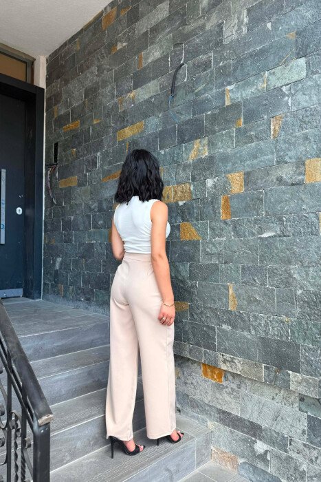 ONE COLOR SIMPLE WOMAN TROUSERS BEIGE/BEZHE - 3