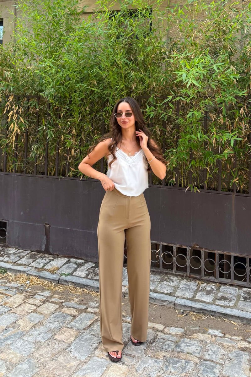 ONE COLOR SIMPLE WOMAN TROUSERS BEIGE/BEZHE - 3