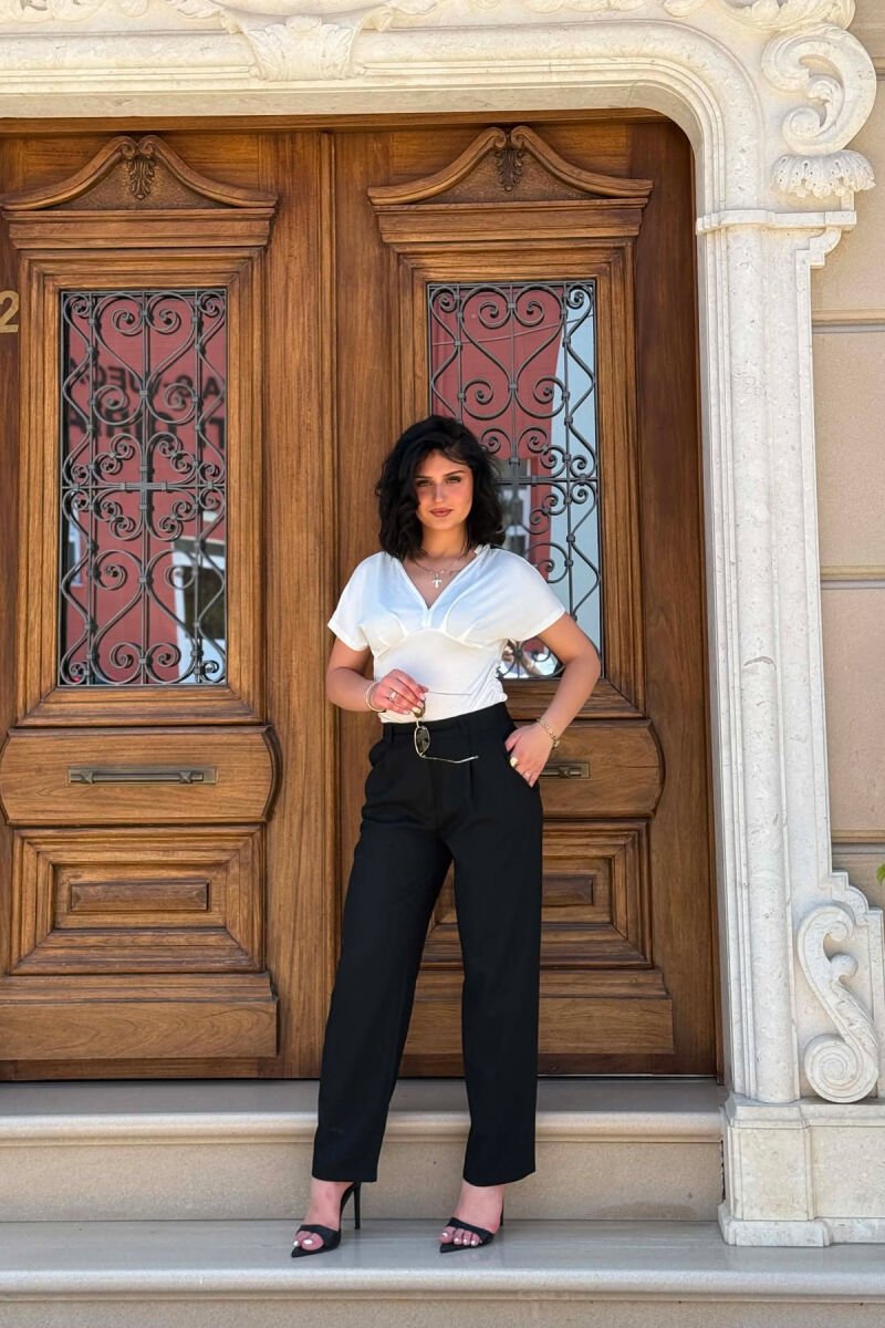 ONE COLOR SIMPLE WOMAN TROUSERS BLACK/ E ZEZE - 1