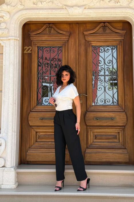 ONE COLOR SIMPLE WOMAN TROUSERS BLACK/ E ZEZE - 2