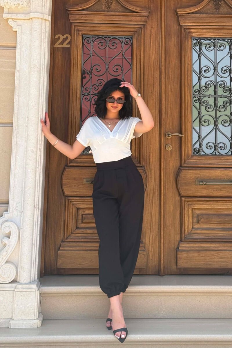 ONE COLOR SIMPLE WOMAN TROUSERS BLACK/ E ZEZE - 1