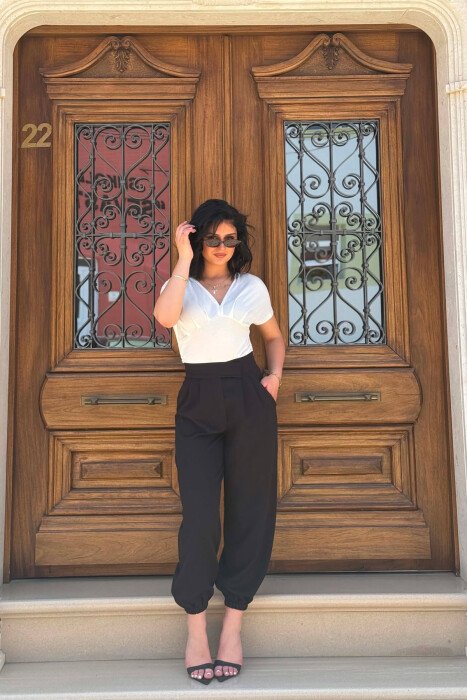 ONE COLOR SIMPLE WOMAN TROUSERS BLACK/ E ZEZE - 2