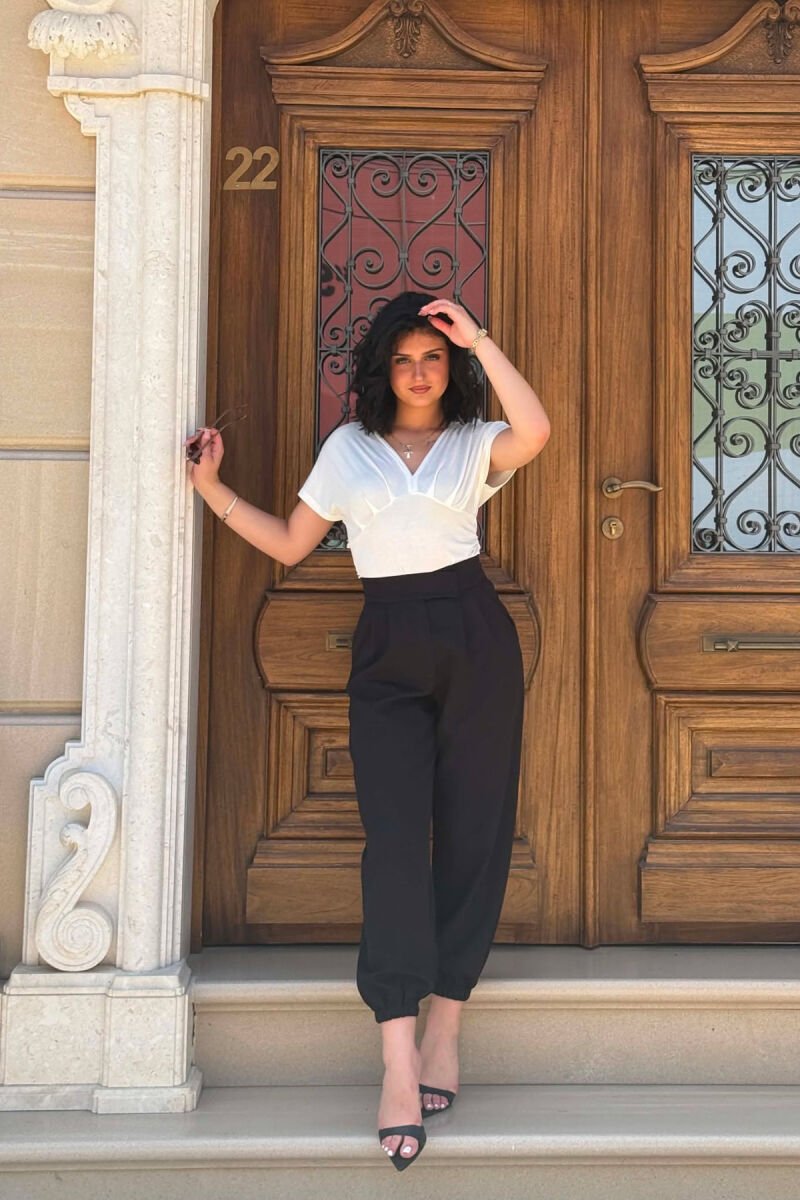 ONE COLOR SIMPLE WOMAN TROUSERS BLACK/ E ZEZE - 5