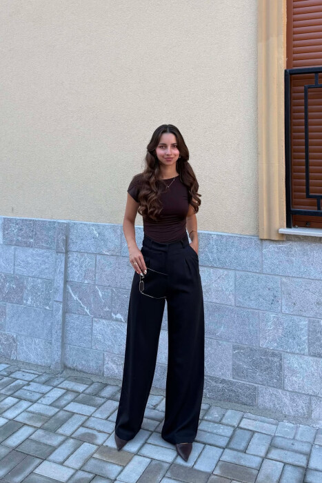 ONE COLOR SIMPLE WOMAN TROUSERS BLACK/ E ZEZE - KLAUDIO FASHION