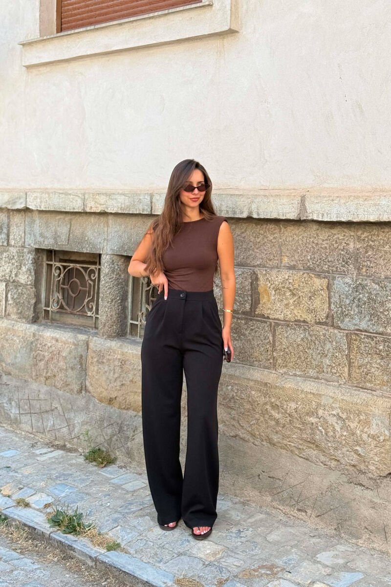 ONE COLOR SIMPLE WOMAN TROUSERS BLACK/ E ZEZE - 5