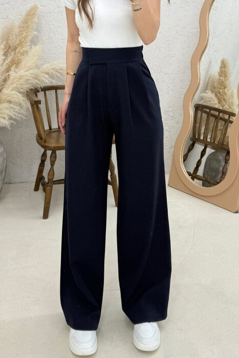 ONE COLOR SIMPLE WOMAN TROUSERS BLUE/BLU - 2