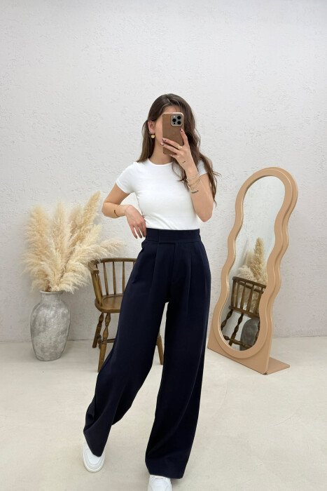 ONE COLOR SIMPLE WOMAN TROUSERS BLUE/BLU - 5
