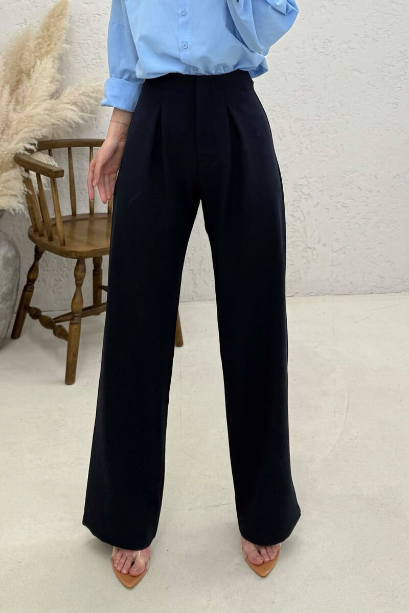 ONE COLOR SIMPLE WOMAN TROUSERS BLUE/BLU - 3