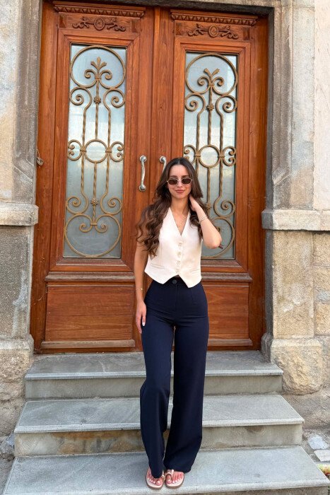 ONE COLOR SIMPLE WOMAN TROUSERS BLUE/BLU - 3