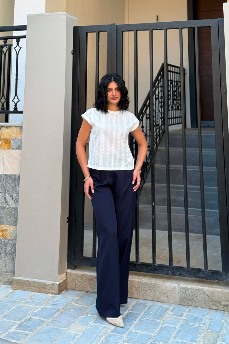 ONE COLOR SIMPLE WOMAN TROUSERS BLUE/BLU - 3