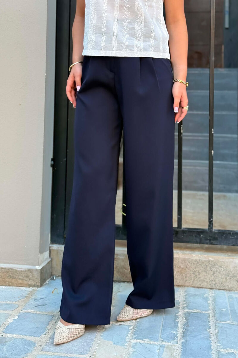 ONE COLOR SIMPLE WOMAN TROUSERS BLUE/BLU - 4