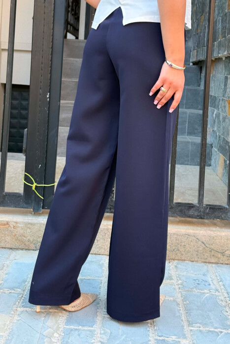 ONE COLOR SIMPLE WOMAN TROUSERS BLUE/BLU - 6
