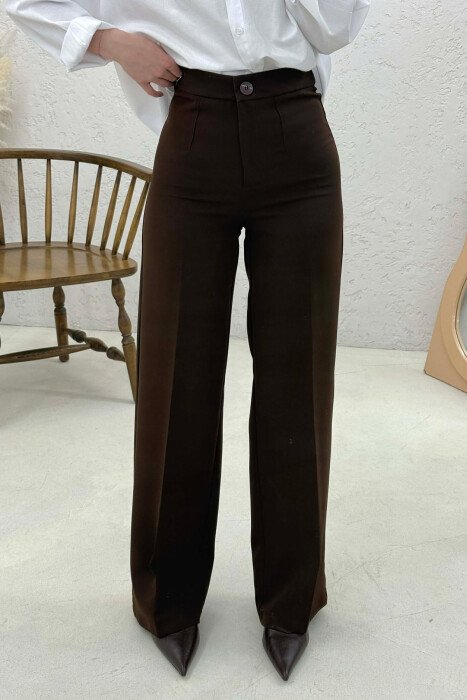 ONE COLOR SIMPLE WOMAN TROUSERS BROWN/KAFE - 3