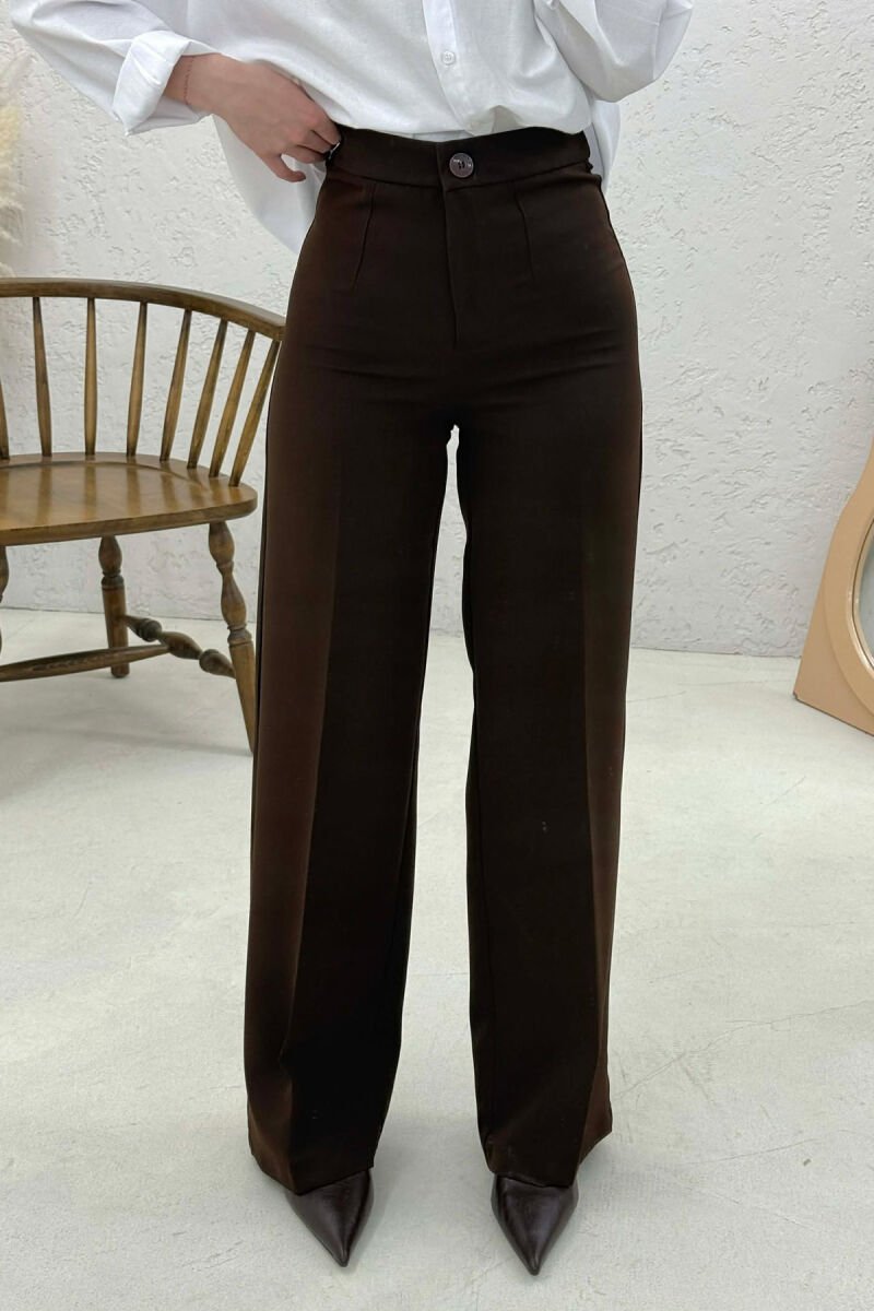 ONE COLOR SIMPLE WOMAN TROUSERS BROWN/KAFE - 3