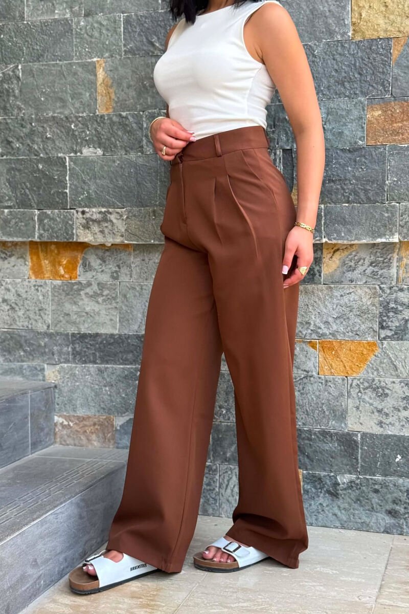 ONE COLOR SIMPLE WOMAN TROUSERS BROWN/KAFE - 2