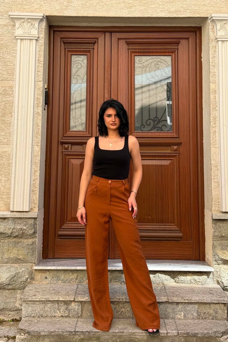 ONE COLOR SIMPLE WOMAN TROUSERS BROWN/KAFE - 2