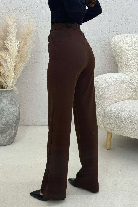 ONE COLOR SIMPLE WOMAN TROUSERS BROWN/KAFE - 2