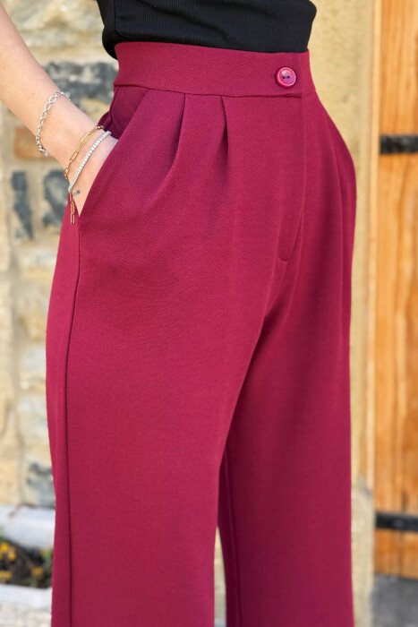 ONE COLOR SIMPLE WOMAN TROUSERS BURGUNDY/VISHNJE - 4
