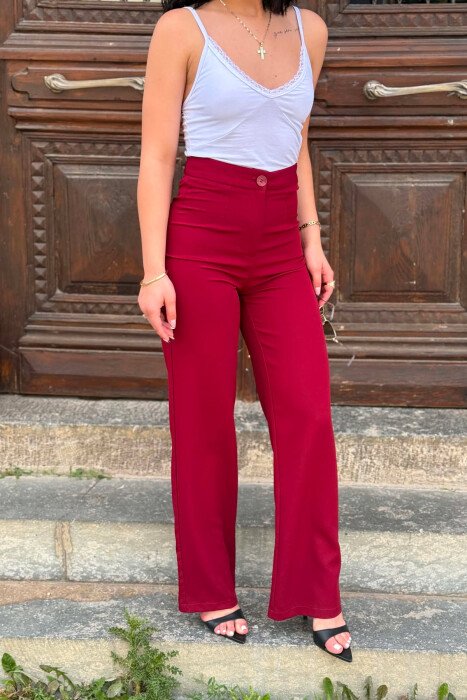 ONE COLOR SIMPLE WOMAN TROUSERS BURGUNDY/VISHNJE - 4