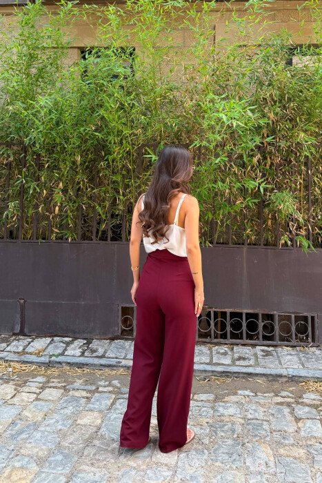 ONE COLOR SIMPLE WOMAN TROUSERS BURGUNDY/VISHNJE - 4