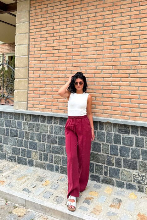 ONE COLOR SIMPLE WOMAN TROUSERS BURGUNDY/VISHNJE 