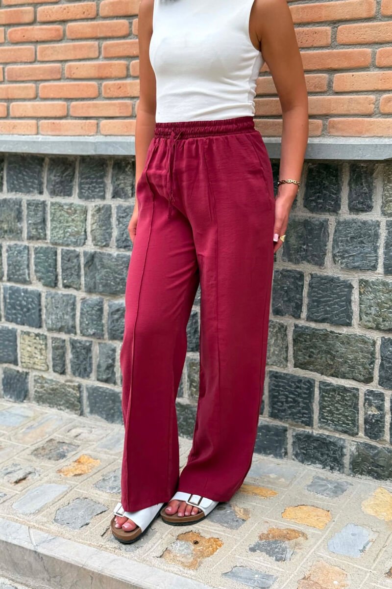 ONE COLOR SIMPLE WOMAN TROUSERS BURGUNDY/VISHNJE - 2