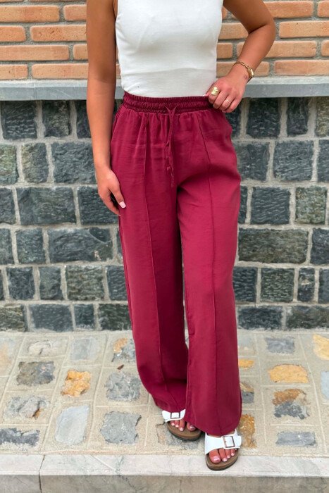 ONE COLOR SIMPLE WOMAN TROUSERS BURGUNDY/VISHNJE - 4