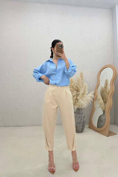 ONE COLOR SIMPLE WOMAN TROUSERS CREAM/KREM 