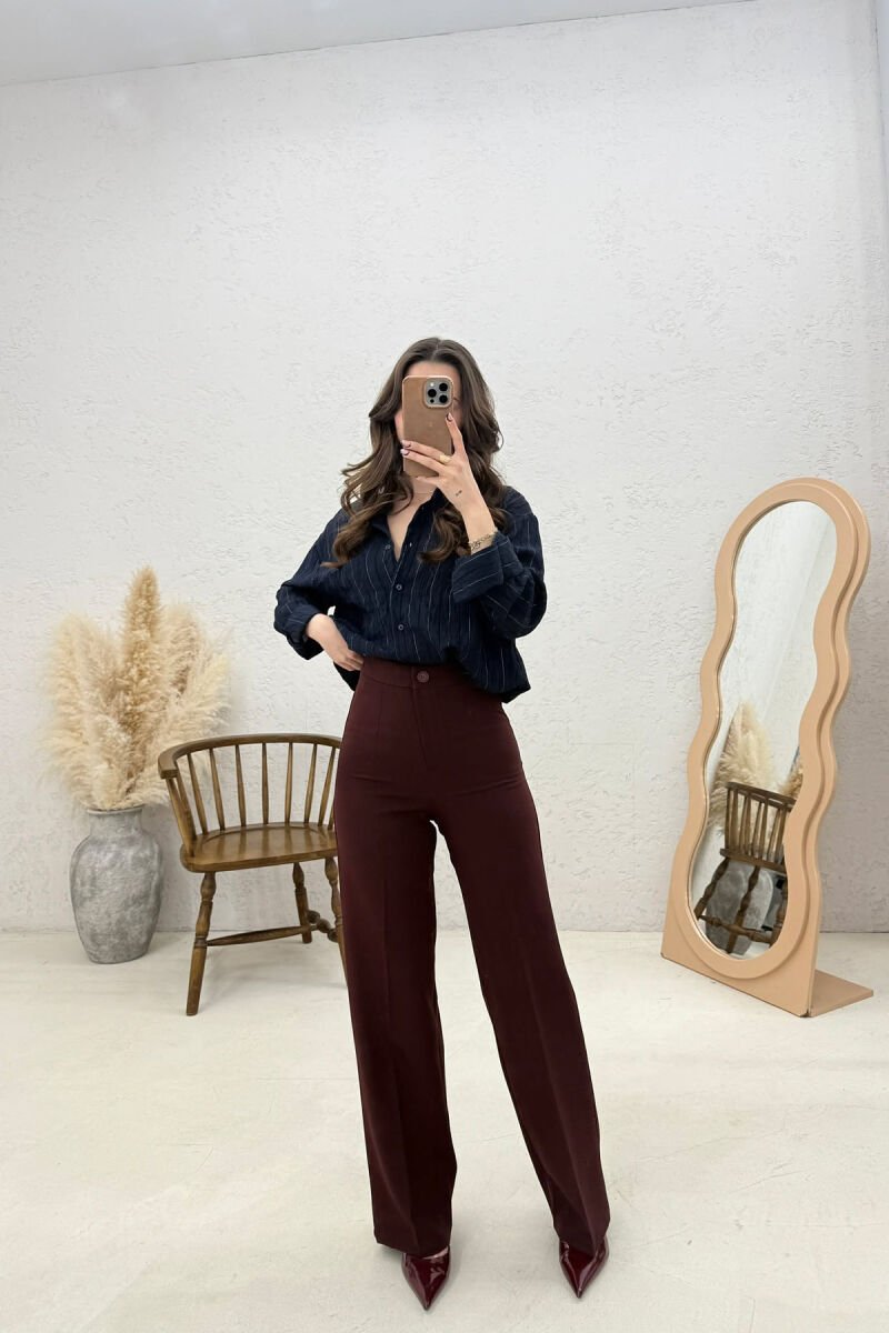 ONE COLOR SIMPLE WOMAN TROUSERS DARK BURGUNDY/VISHNJE E ERRET - 2