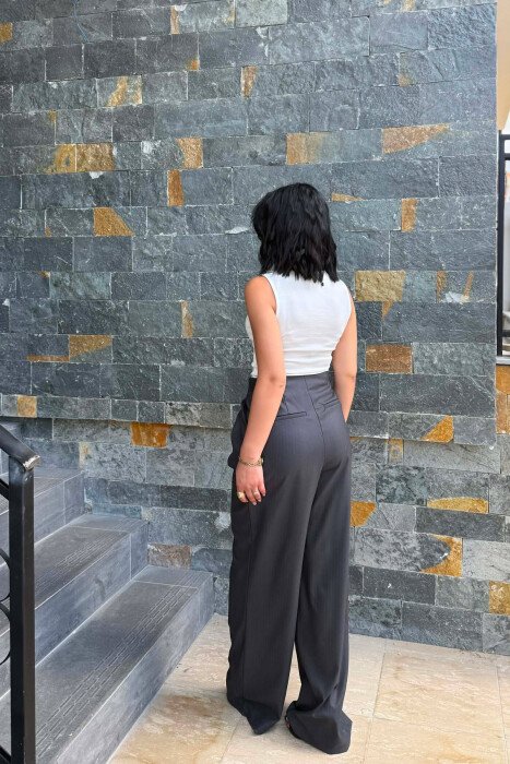 ONE COLOR SIMPLE WOMAN TROUSERS DARK GREY/GEE - 5