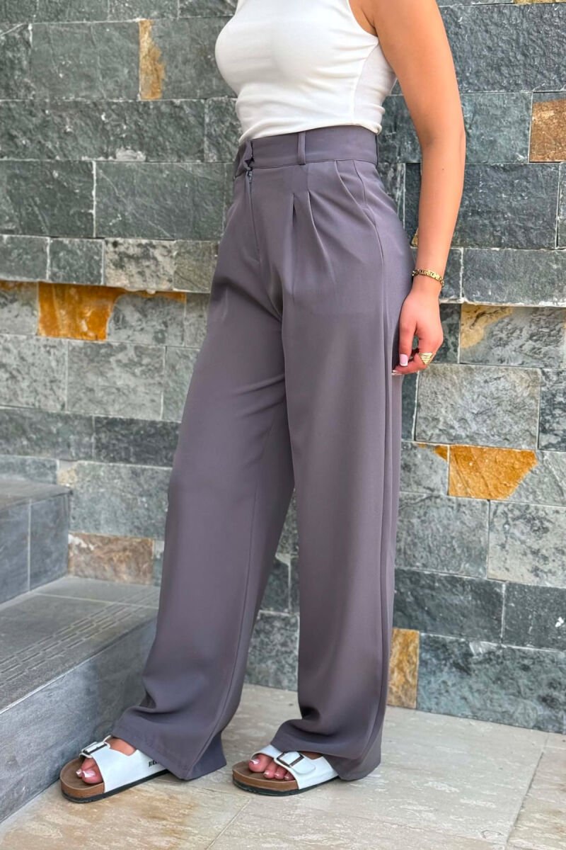 ONE COLOR SIMPLE WOMAN TROUSERS DARK GREY/GEE - 4