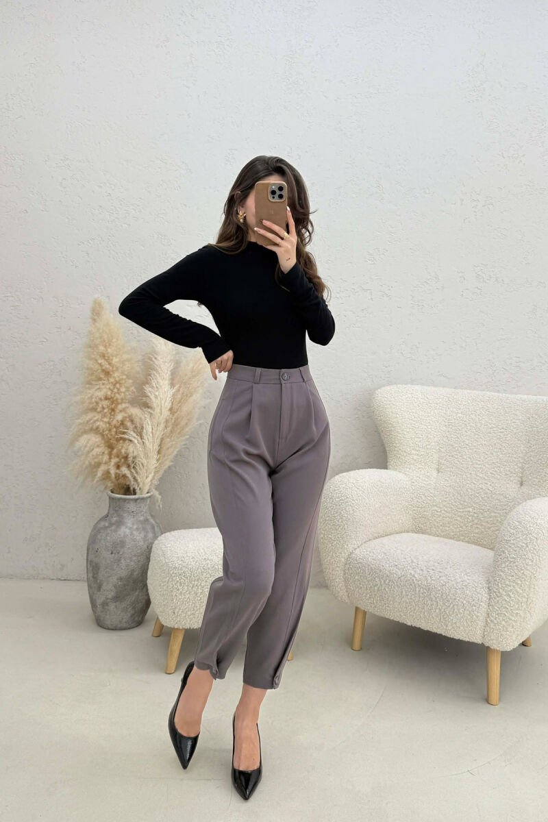 ONE COLOR SIMPLE WOMAN TROUSERS DARK GREY/GEE - 4