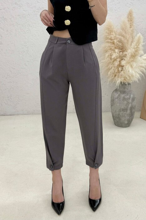 ONE COLOR SIMPLE WOMAN TROUSERS GREY-GREY/GG - 4