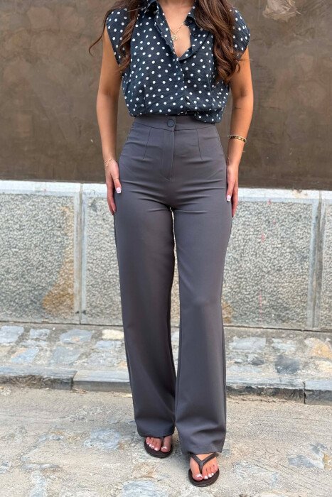 ONE COLOR SIMPLE WOMAN TROUSERS GREY/GRI - 2